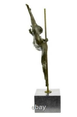 Original Signed Abstract Nude Woman Bronze Statue Sculpture Figure Marble Base