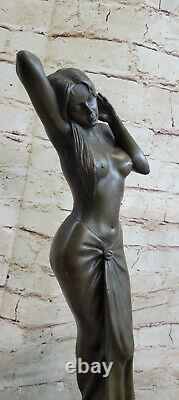 Original Signed Aldo Vitaleh 1920 Style Bronze Model Sculpture Marble Statuette