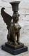 Original Signed Art Deco Bronze Sphinx Of High Quality On Marble Base