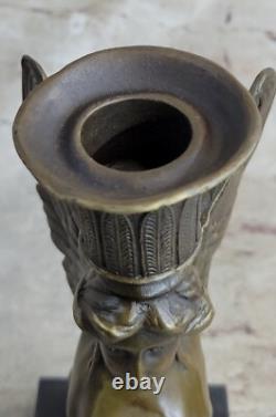 Original Signed Art Deco Bronze Sphinx of High Quality on Marble Base