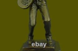 Original Signed Black Guitar Player Singer Bronze Sculpture Marble Figure