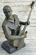 Original Signed Black Guitar Player Singer Bronze Sculpture Marble Statue Deal