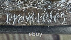 Original Signed Bronze Marble Hotcast Figurine of a Jockey with Horse