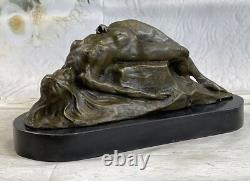 Original Signed Bronze Nude Female Sculpture with Marble Base