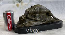 Original Signed Bronze Nude Female Sculpture with Marble Base