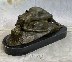 Original Signed Bronze Nude Female Sculpture with Marble Base