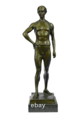 Original Signed Bronze Sculpture of an Athletic Roman God on a Marble Base – On Sale