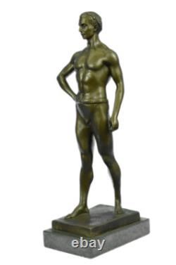 Original Signed Bronze Sculpture of an Athletic Roman God on a Marble Base – On Sale
