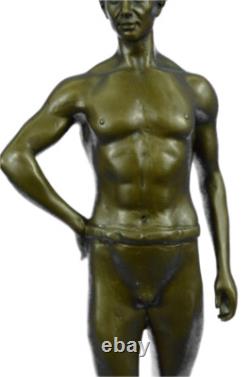Original Signed Bronze Sculpture of an Athletic Roman God on a Marble Base – On Sale