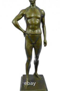 Original Signed Bronze Sculpture of an Athletic Roman God on a Marble Base – On Sale