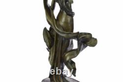 Original Signed Floral Goddess Candlestick Sculpture in Marble and Bronze