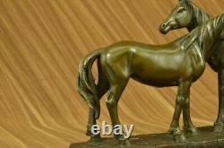 Original Signed Horses IN Love Bronze Sculpture with Marble Base Figurine Home Decor