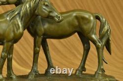 Original Signed Horses IN Love Bronze Sculpture with Marble Base Figurine Home Decor