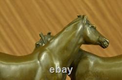 Original Signed Horses IN Love Bronze Sculpture with Marble Base Figurine Home Decor