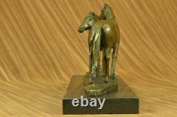 Original Signed Horses IN Love Bronze Sculpture with Marble Base Figurine Home Decor