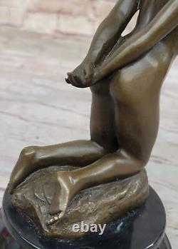 Original Signed Jean The Abstract Female Bronze Marble Sculpture Decor