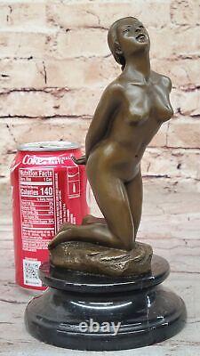 Original Signed Jean The Abstract Female Bronze Marble Sculpture Opens