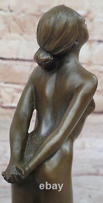 Original Signed Jean The Abstract Female Bronze Marble Sculpture Opens