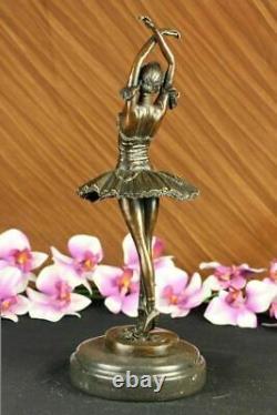 Original Signed Marron Patine Prima Ballerine Bronze Sculpture Marble Figurine