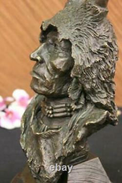 Original Signed Milo Native American Bronze Sculpture Marble Statue Case
