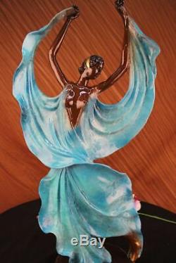 Original Signed Tango Dancer Patina Bronze Sculpture Marble Base Balance Fonte