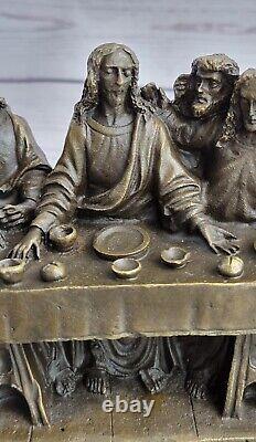 Original Signed Valli Jesus Christ on a Rock Bronze Sculpture Marble Opens