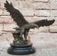 Original Signed Vienna Bronze Eagle Sculpture Austria Art Deco Marble Opening