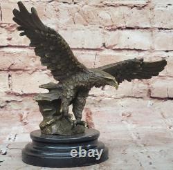 Original Signed Vienna Bronze Eagle Sculpture Austria Art Deco Marble Opening