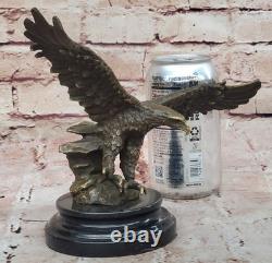 Original Signed Vienna Bronze Eagle Sculpture Austria Art Deco Marble Opening