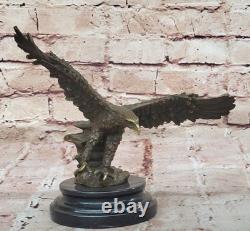 Original Signed Vienna Bronze Eagle Sculpture Austria Art Deco Marble Opening