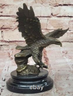 Original Signed Vienna Bronze Eagle Sculpture Austria Art Deco Marble Opening