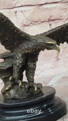 Original Signed Vienna Bronze Eagle Sculpture Austria Art Deco Marble Opening