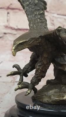 Original Signed Vienna Bronze Eagle Sculpture Austria Art Deco Marble Opening