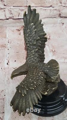 Original Signed Vienna Bronze Eagle Sculpture Austria Art Deco Marble Opening