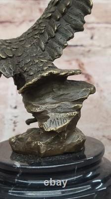 Original Signed Vienna Bronze Eagle Sculpture Austria Art Deco Marble Opening