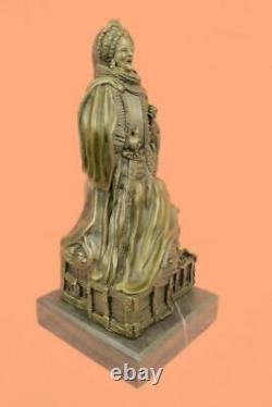 Original Signed Zengh Queen Elizabeth I Royal Marble Base Sculpture Statue Sale
