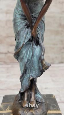 Original Signed and Highly Detailed Marble Virgin Bronze Sculpture NR