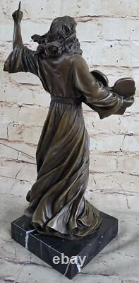 Original Unique Signed Bronze Sculpture Museum Quality Opens Marble Base Decor