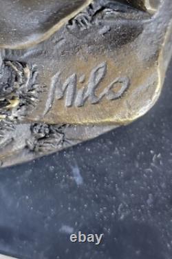 Original Unique Signed Bronze Sculpture Museum Quality Opens Marble Base Decor