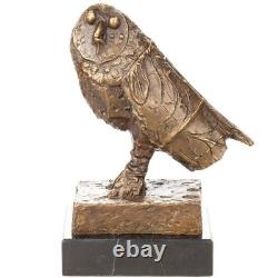 Owl Sculpture, Symbol of Wisdom in Bronze on Black Marble after Picasso