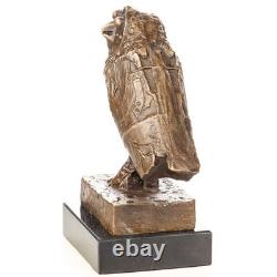 Owl Sculpture, Symbol of Wisdom in Bronze on Black Marble after Picasso