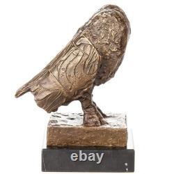 Owl Sculpture, Symbol of Wisdom in Bronze on Black Marble after Picasso