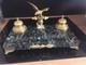 Pinedo Emile Antique Inkwell Imperial Eagle Empire Style Bronze And Marble Signed