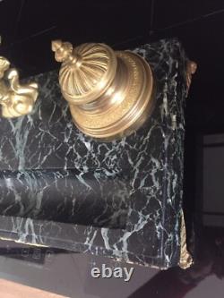 PINEDO Emile Antique Inkwell Imperial Eagle Empire Style Bronze and Marble Signed