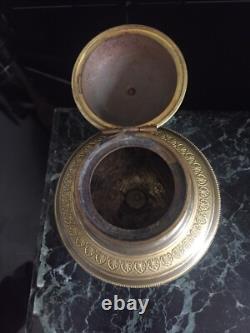 PINEDO Emile Antique Inkwell Imperial Eagle Empire Style Bronze and Marble Signed