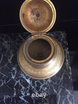 PINEDO Emile Antique Inkwell Imperial Eagle Empire Style Bronze and Marble Signed