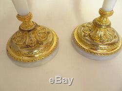 Pair Of Candlesticks Louis XVI Gilt Bronze And Marble. Signed Raingo Brothers