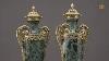 Pair Of Baluster Vases In Green Marble Signed Victor Raulin