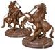Pair Of Bronze And Turquin Marble Marly Horses