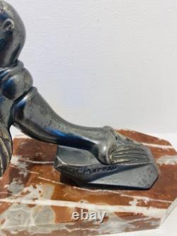 Pair of bookends in marble and bronze signed Hippolyte MOREAU - The Sea Lions